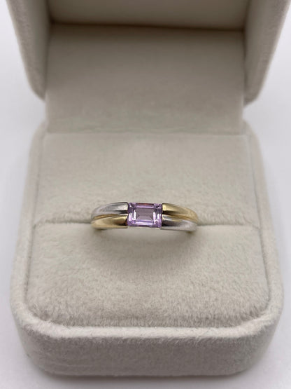 9ct two tone gold amethyst ring