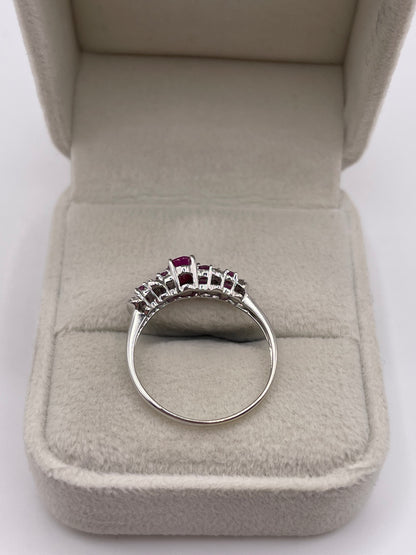 9ct white gold ruby and diamond ring