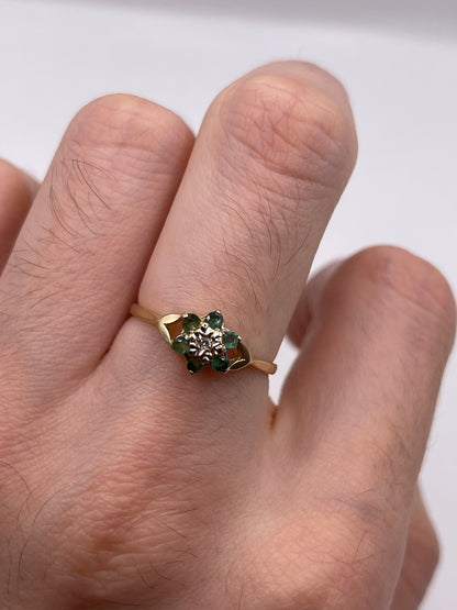 9ct gold emerald and diamond ring