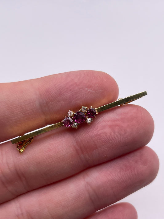 Antique 15ct gold ruby and diamond brooch