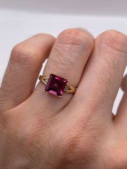 9ct gold pink topaz and diamond ring