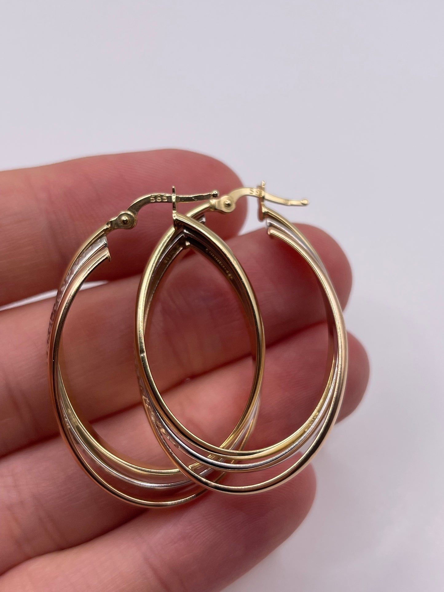 14ct tri gold creole earrings