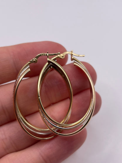 14ct tri gold creole earrings