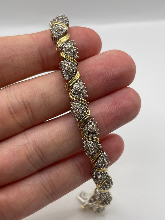 9ct two tone diamond bracelet