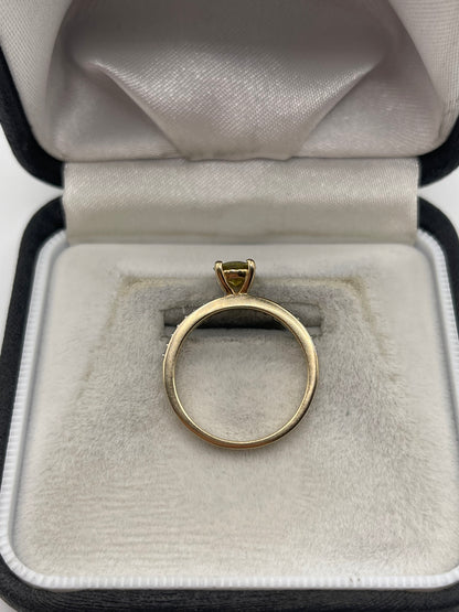 9ct gold sphene and zircon ring