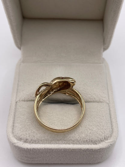 9ct gold garnet snake ring