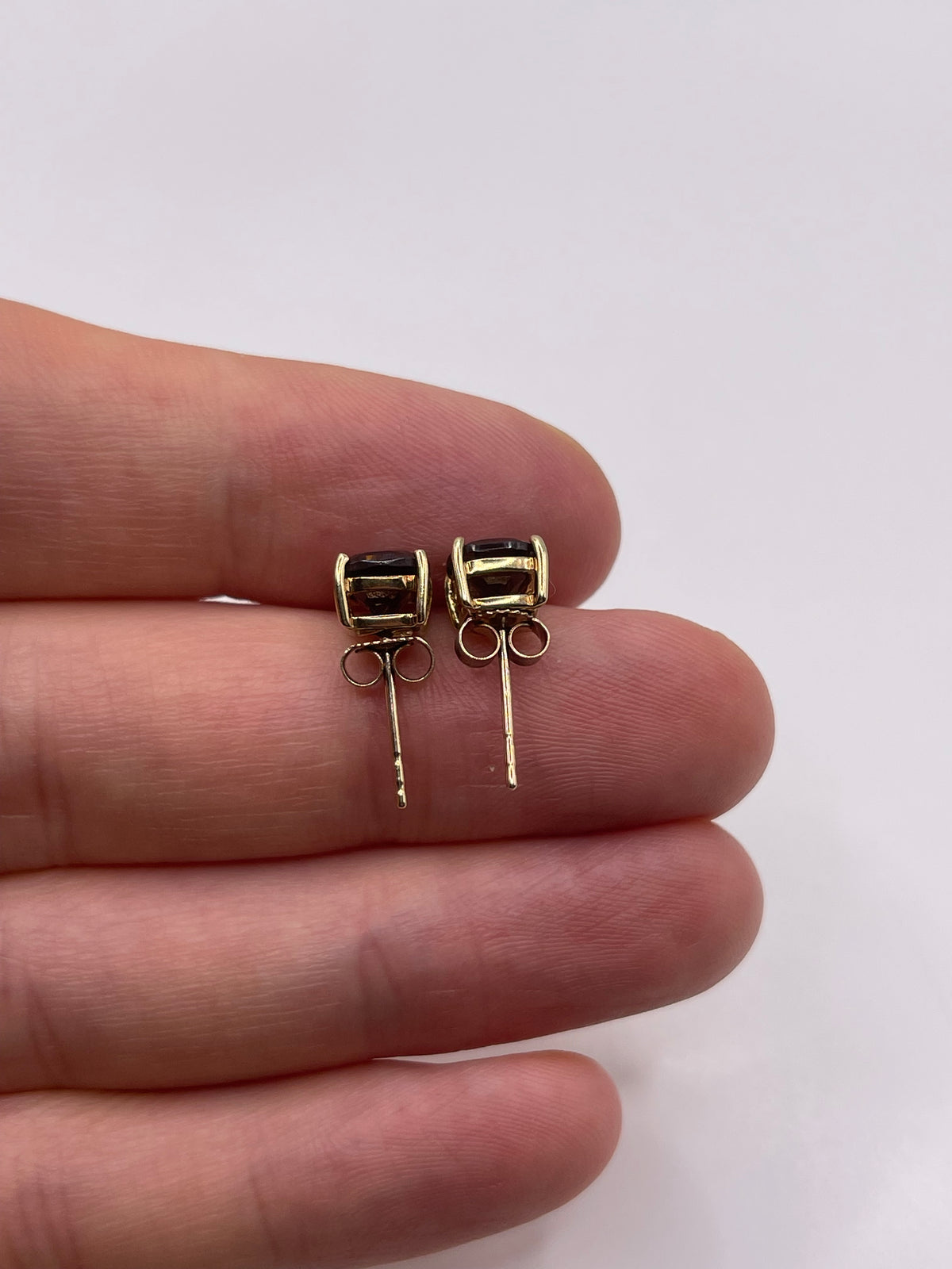 9ct gold Smokey quartz earrings