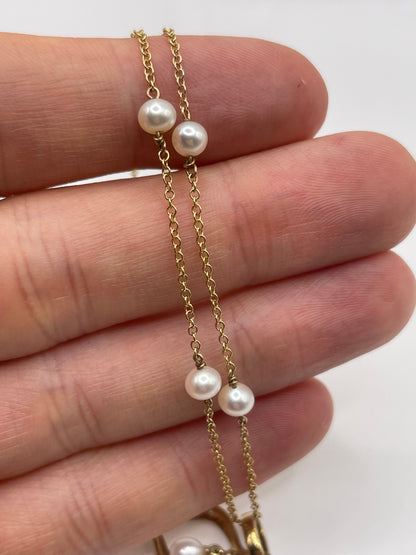 9ct gold pearl and diamond necklace