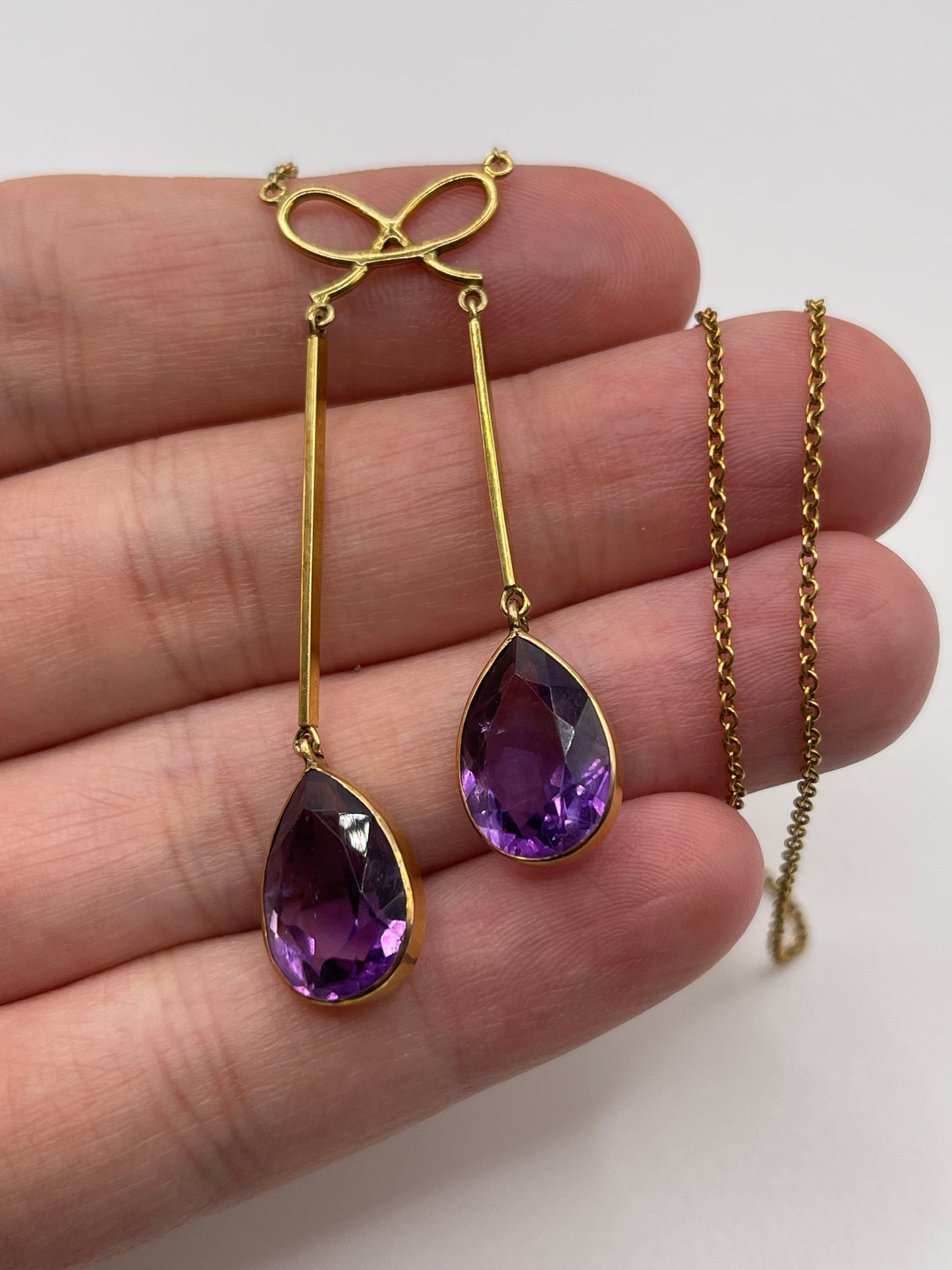 Antique 15ct gold amethyst necklace