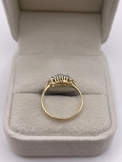 9ct gold emerald and diamond ring