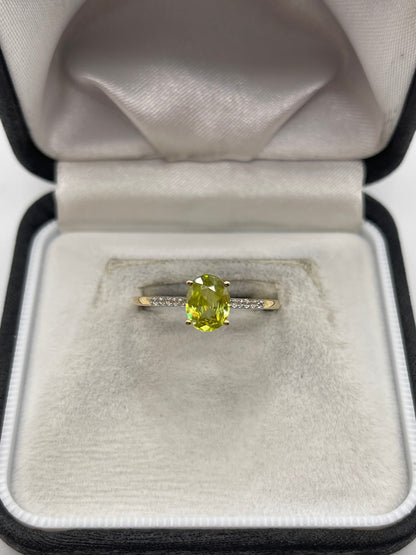 9ct gold sphene and zircon ring