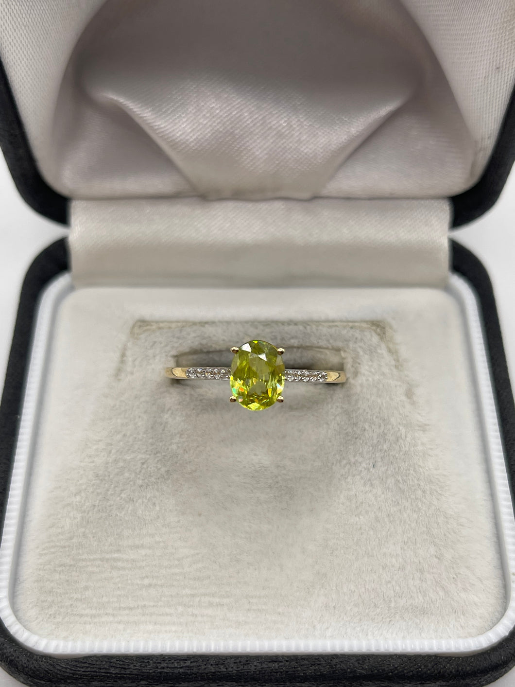 9ct gold sphene and zircon ring