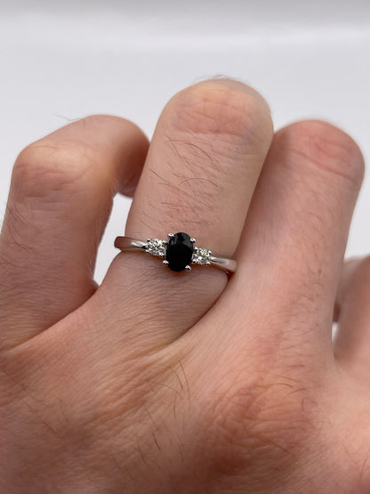 9ct white gold sapphire and diamond ring