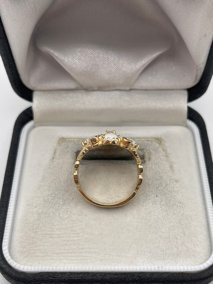 9ct gold opal and cz ring