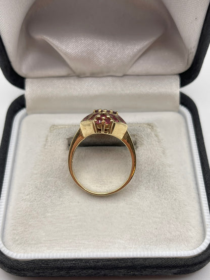 9ct gold garnet cluster ring