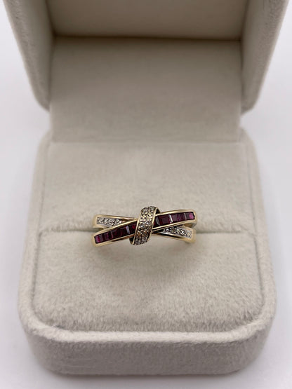 9ct gold ruby and diamond ring