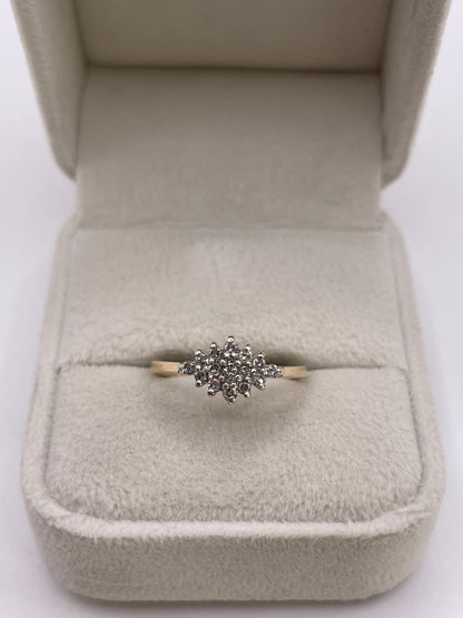 9ct gold diamond cluster ring