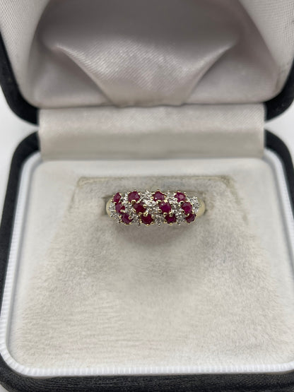 9ct gold ruby and diamond ring