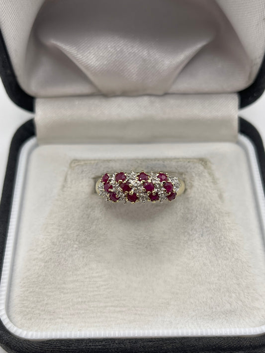 9ct gold ruby and diamond ring