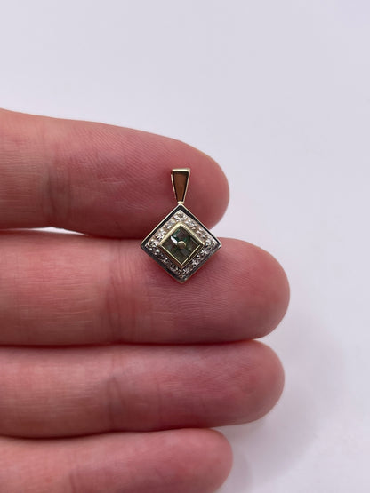 9ct gold emerald and diamond pendant