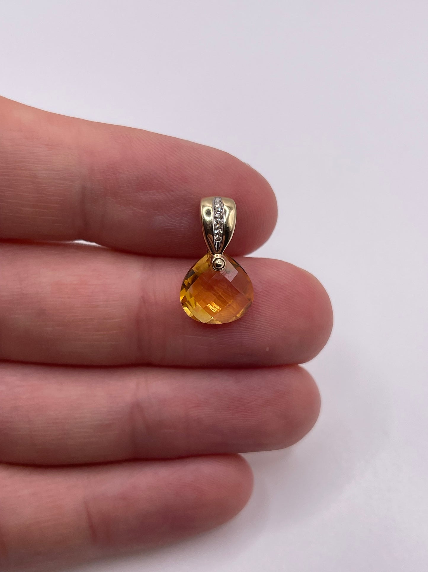 9ct gold citrine and diamond pendant
