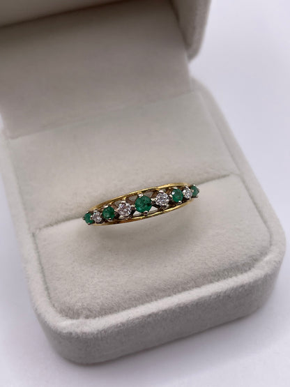 18ct gold emerald and diamond ring