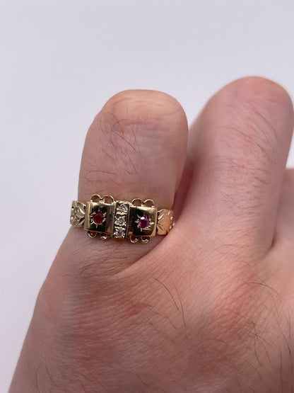 9ct gold ruby and diamond gypsy ring
