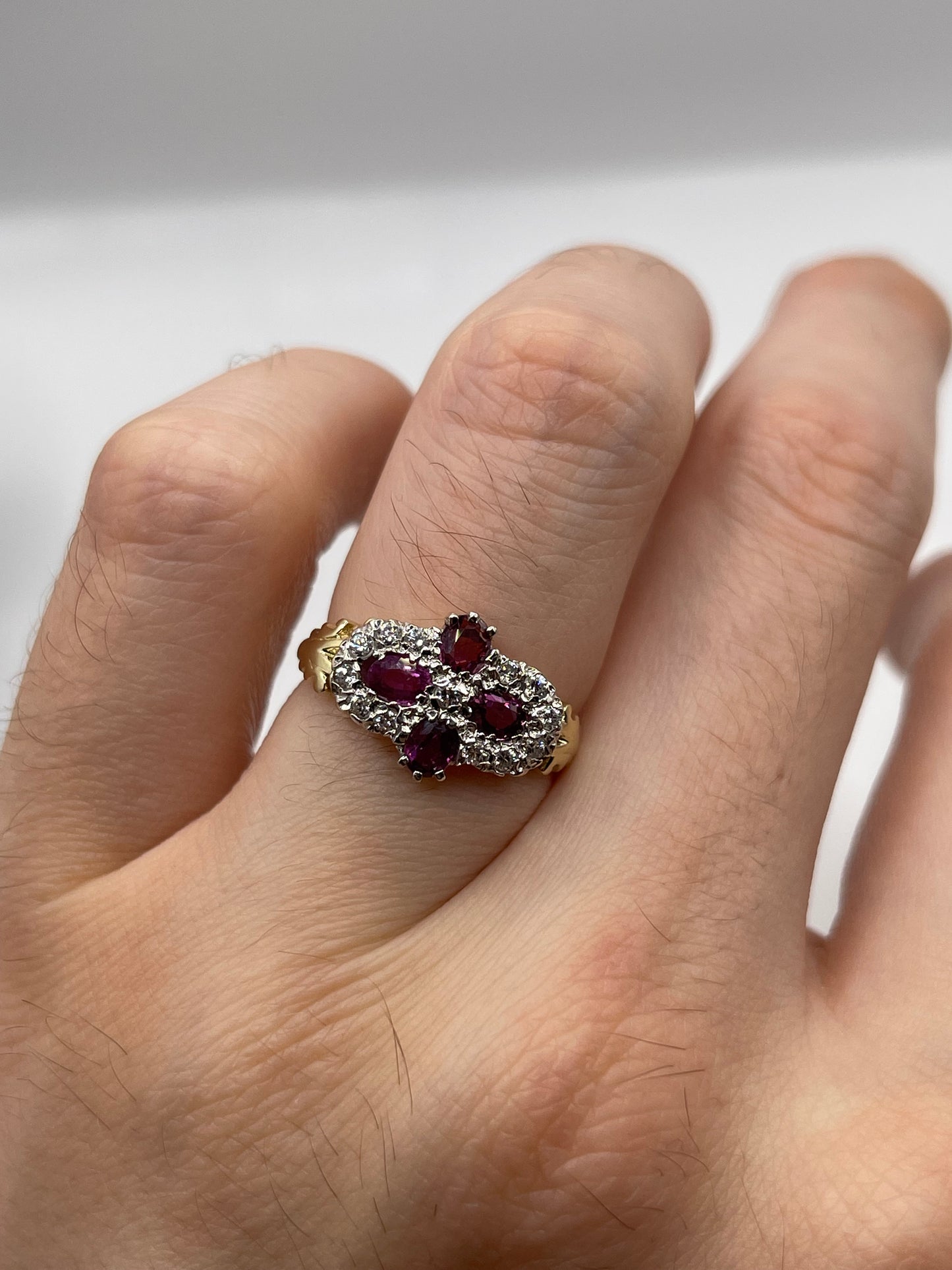 9ct gold ruby and cz ring