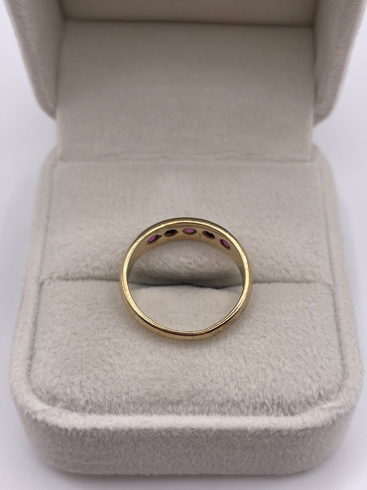 9ct gold ruby and diamond gypsy ring