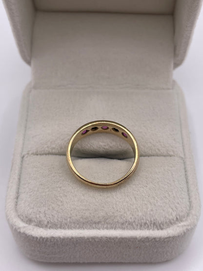 9ct gold ruby and diamond gypsy ring