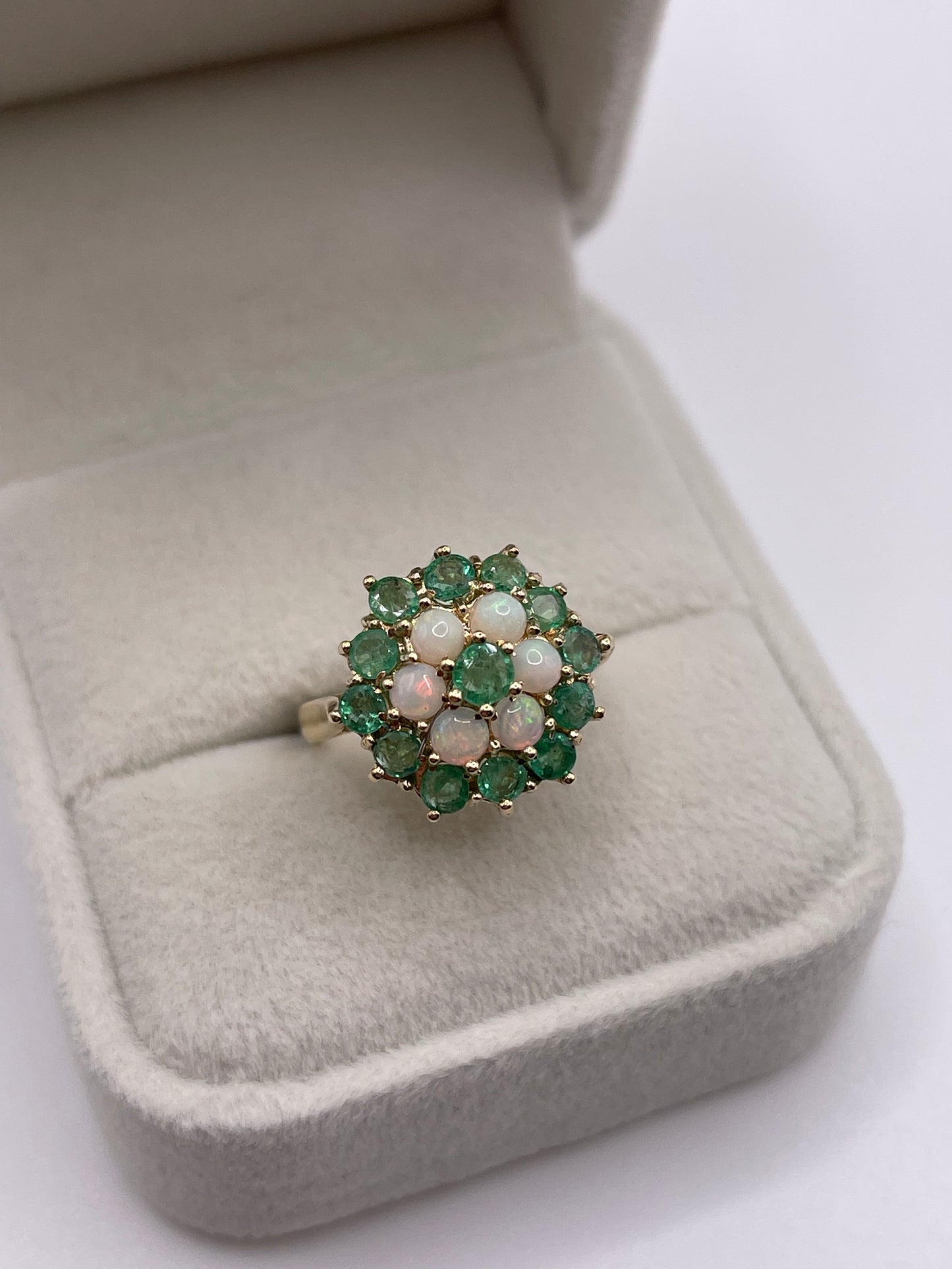 9ct gold opal and emerald ring