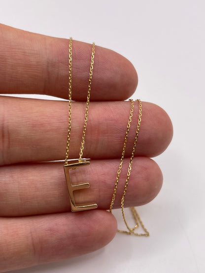9ct gold initial E necklace