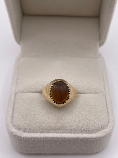 9ct gold tigers eye signet ring