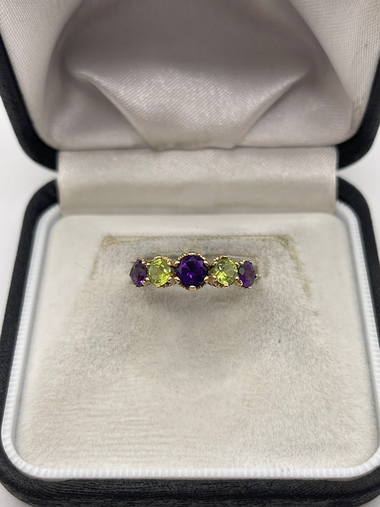 9ct gold amethyst and peridot ring