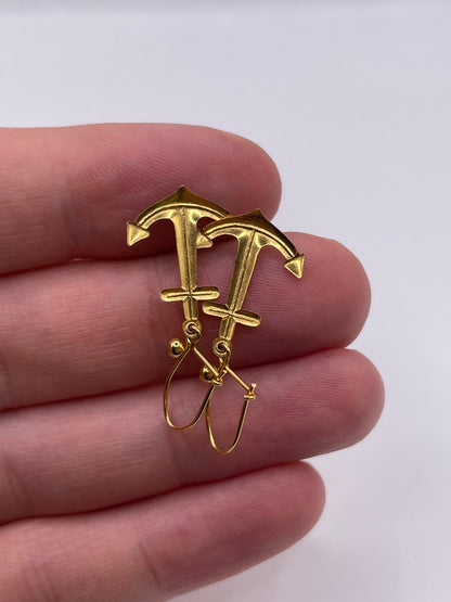 9ct gold anchor earrings
