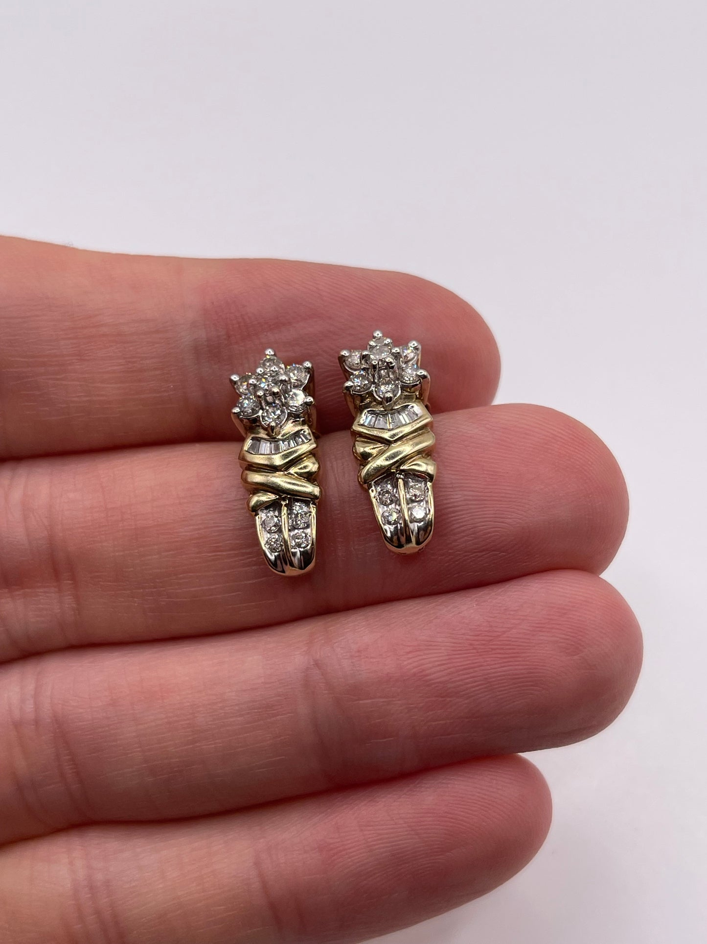 9ct gold diamond cluster earrings