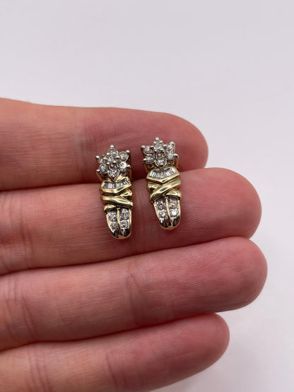 9ct gold diamond cluster earrings