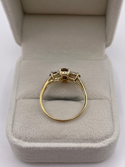 9ct gold quartz and diamond ring