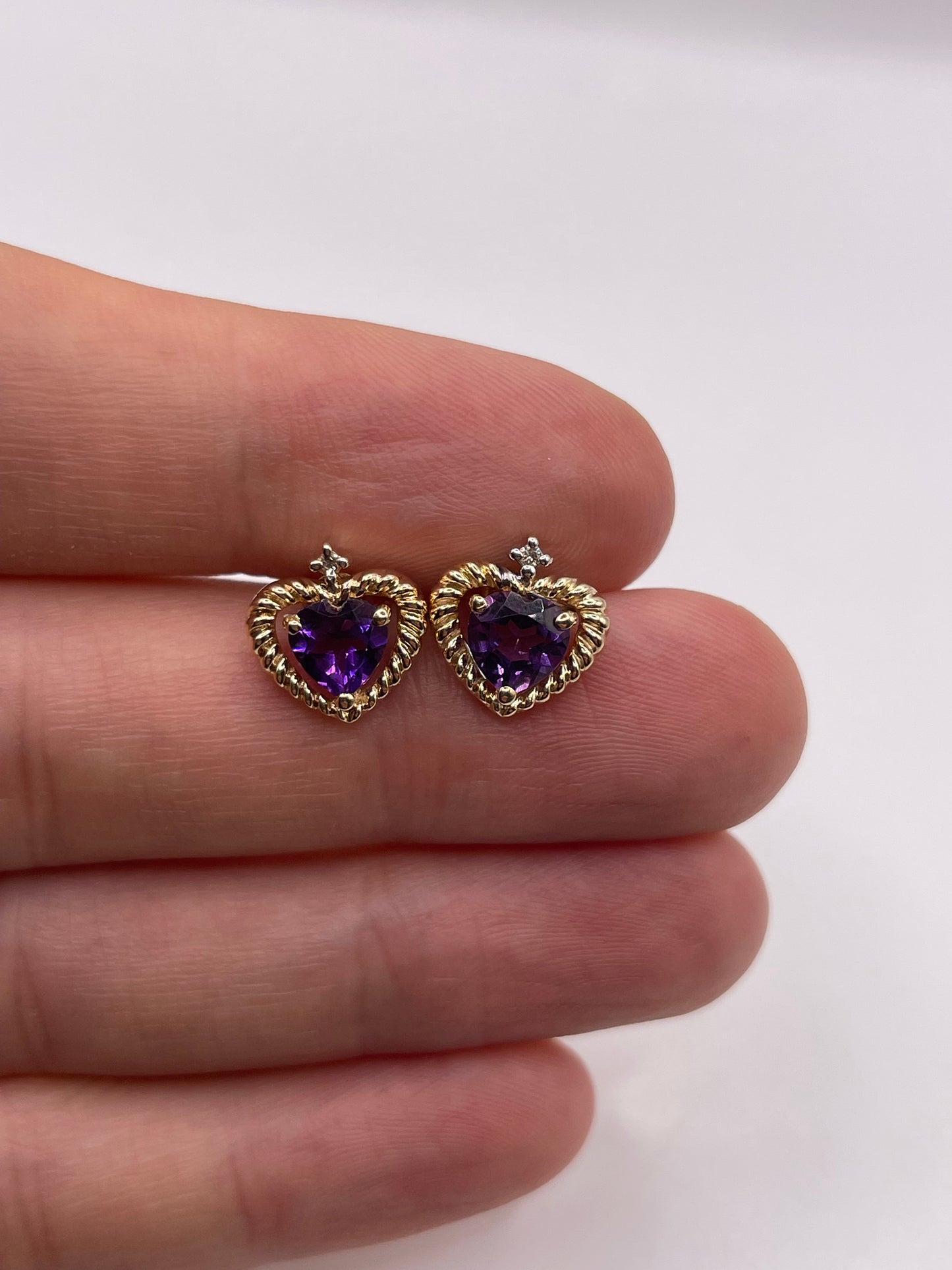 9ct gold amethyst and diamond earrings