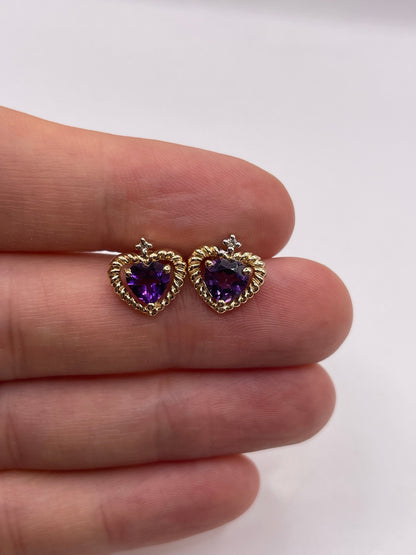 9ct gold amethyst and diamond earrings