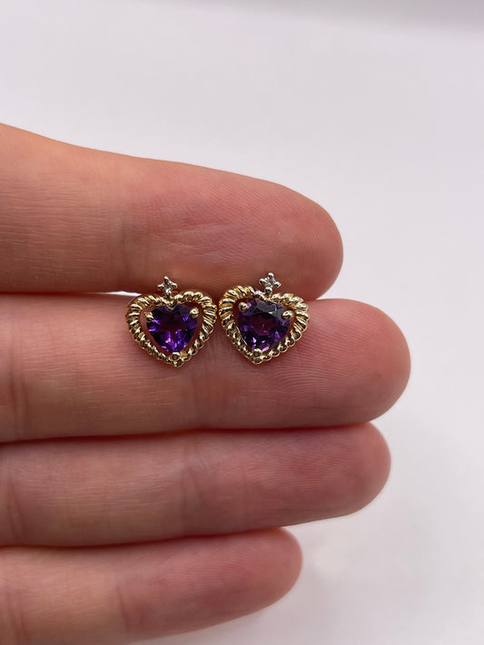 9ct gold amethyst and diamond earrings