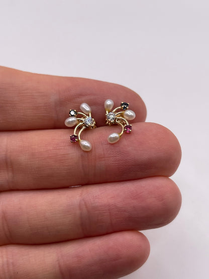 9ct gold multi gemstone earrings