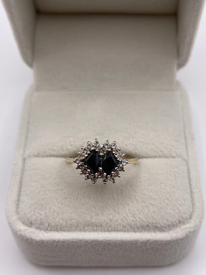 9ct gold sapphire and diamond ring