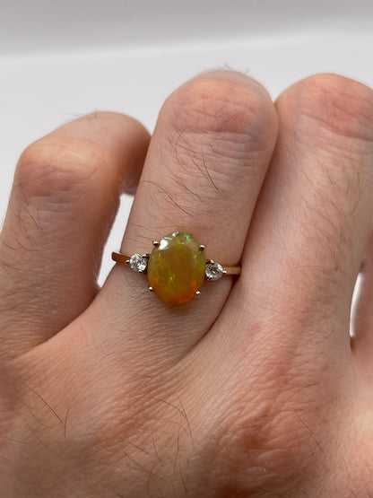 9ct gold opal and zircon ring