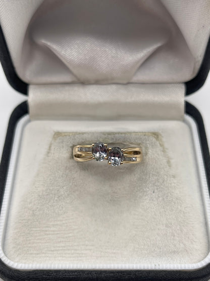9ct gold tanzanite and diamond ring
