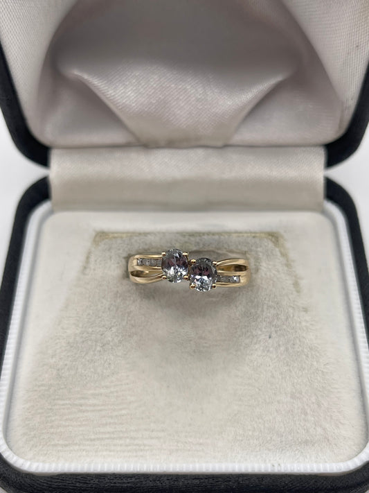 9ct gold tanzanite and diamond ring