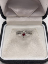 Load image into Gallery viewer, 9ct white gold ruby and diamond ring
