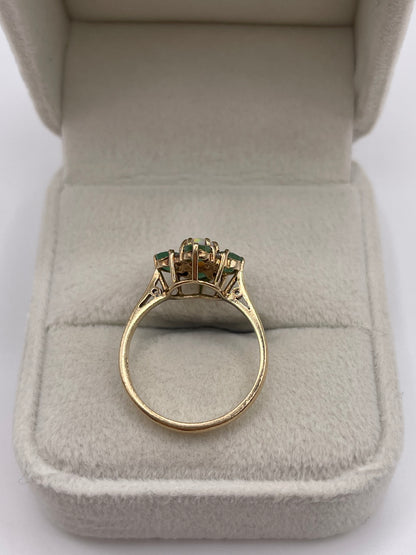 9ct gold opal, emerald and diamond ring