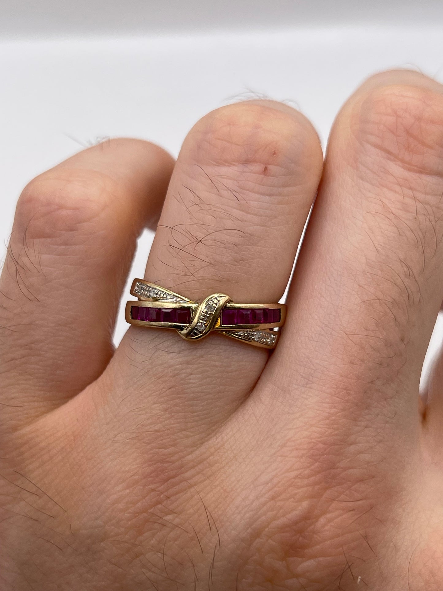 9ct gold ruby and diamond ring