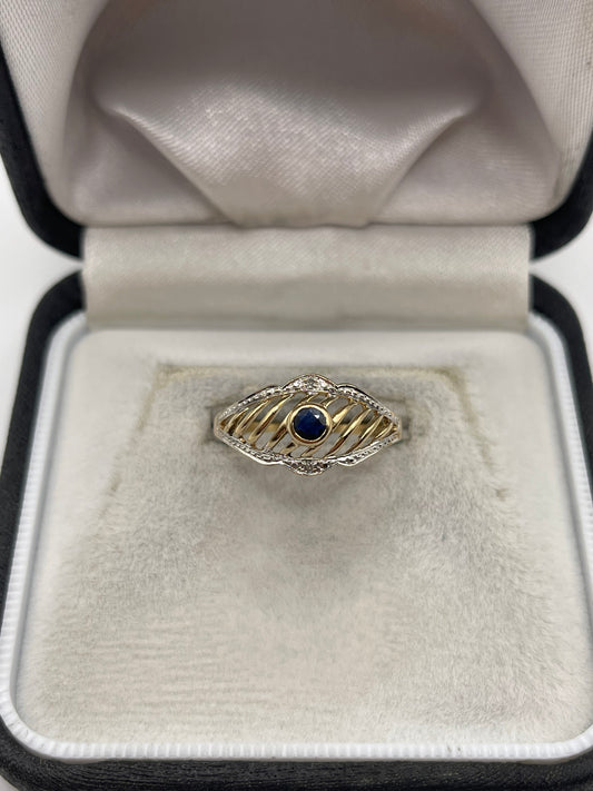 9ct gold sapphire and diamond ring